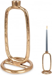 Zlatni aluminijski svijećnjak za dugu svijeću 24 cm