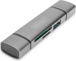 3-portni čitač kartica USB Type-C / USB 3.0 SuperSpeed SD Micro SD Digitus siva