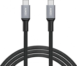 AUKEY kabel USB‑C na USB‑C 2 m, 60 W, brzo punjenje, pleteni najlon, crni