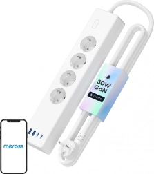 Meross pametna napojna letvica MSP844 s brzo punjenjem, 4 utičnice + 2× USB‑A + 2× USB‑C (Matter)