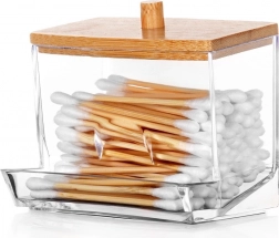 Dozator za vatene štapiće s bambuskim poklopcem 9 × 7,3 × 9 cm