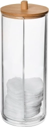 Dozator za kozmetičke blazinice WHITNEY od akrila s bambuskim poklopcem