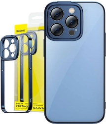Baseus Glitter futrola i kaljeno staklo za iPhone 14 Pro Max plava