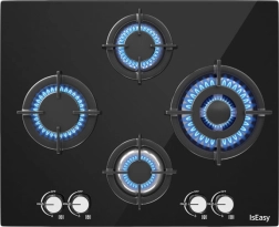 Staklena plinska ploča za kuhanje Iseasy 60 cm s 4 plamenika
