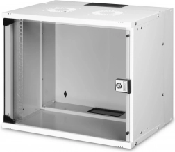 Zidni mrežni ormar 19" 9U SOHO PRO sa staklenim vratima, siva