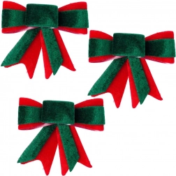 Božićne baršunaste mašne 10,5 × 11 cm, set 3 kom