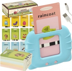 Dječji audio čitač i kartice za učenje engleskog, 112 dvoslojnih kartica, plava