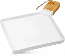 Porculanski pladanj za posluživanje s bambusnom ručkom TERRESTRIAL 44,5 × 35 cm