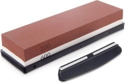 Dvostrani brusni kamen za noževe 18,5 × 6 × 3 cm s vodilnom kopčom
