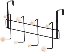 Viseća nadvratna vješalica od metala i drva 37 cm, crna