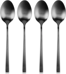Crne inox čajne žličice, 4 kom