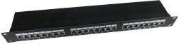 Patch panel s 24 portova 1U 19" Cat.5e s organizacijom kabela, crni