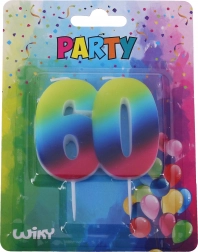 Rođendanska svijeća broj 60 duginih boja