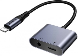 Audio adapter Joyroom 2 u 1 Lightning na 3,5 mm + Lightning crni