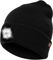 Zimska kapa s LED svjetlom USB - crna Beanie