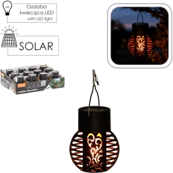 Solarna viseća lanterna s efektom plamena, crna, 7 × 7 × 9 cm