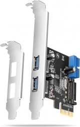 PCIe kontroler AXAGON s 2× USB-A i 2× internim USB 5 Gbps, UASP, niski profil, SATA napajanje