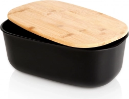Kutija za kruh s bambuskim poklopcem, crna 39 × 23,5 × 15,5 cm VILDE