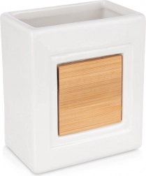 Bijela kupaonska čaša od dolomita s bambusom