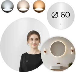 okruglo LED kupaonsko ogledalo 60 cm s dodirnim prekidačem i 3 boje svjetla MODERNHOME