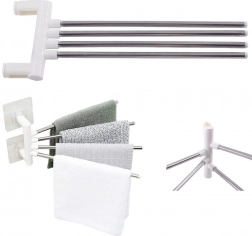 Zakretni zidni držač za ručnike s 4 ruke bez bušenja