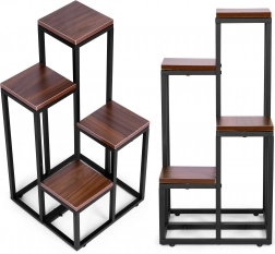 Stalak za biljke s policama ModernHome 4 razine, metal i MDF, tamni orah