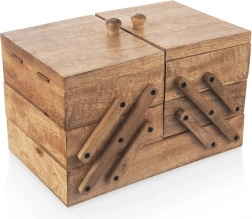 Drvena kutija za šivanje od mangovog drva 30,5 × 18 × 21 cm, rasklopiva do 71 cm