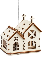 Drveni dvostruki crkvica s vješanjem i LED svijećom