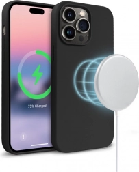 Magnetna silikonska maska za iPhone 14 Pro Max s MagSafeom, crna