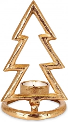 Zlatni aluminijski svijećnjak u obliku božićnog drvca 16 cm