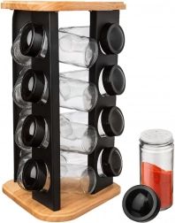 Okretni stalak za začine s 12 staklenih posudica Black