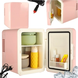 Električna prijenosna mini hladnjak 2u1 ružičasta 4L