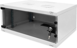 Zidni mrežni ormar 19" 4U DIGITUS, 241 × 540 × 400 mm, staklena vrata, siva, neisporučen sklopljen