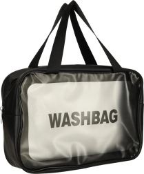 Set prozirnih vodootpornih kozmetičkih torbica za putovanje, 3 komada, crne