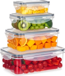Set plastičnih posuda za hranu s poklopcem i brtvom, 4 kom