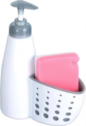 Dozator za deterdžent za pranje posuđa s držačem za spužvicu 370 ml, bijeli