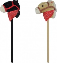 Plišani konj na štapu sa zvukom 80 cm, crni