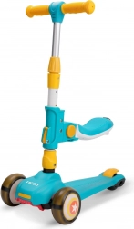 Dječji romobil sa sjedalom, plavo‑žuti, svjetleći kotači