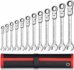 Set račnastih okasto‑viljuškastih ključeva 8–19 mm, 12 kom