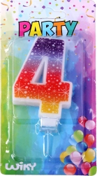 Rođendanska svijeća u obliku broja 4 sa zvjezdicama