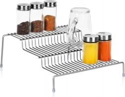 Siva metalna kuhinjska polica, 3 razine, 28 × 26 × 11 cm