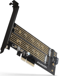 Unutarnji PCIe x4 adapter za 2× M.2 – NVMe M‑key + SATA B‑key, puna i niska zasun pločica