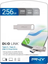 PNY Duo Link USB 3.2 flash disk 256 GB (USB‑C + USB‑A)