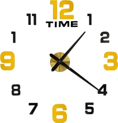 Zidni samoljepljivi sat DIY 100–120 cm, crno‑zlatni, 12 brojki