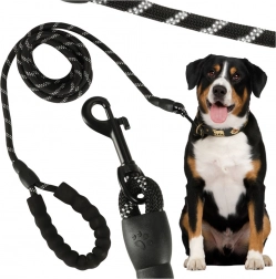 Trening povodac za pse s reflektirajućim užetom 3 m, izdržljivo uže s podstavljenom drškom