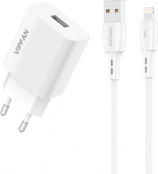 Mrežni punjač Vipfan 1x USB 2,4A i Lightning kabel bijela