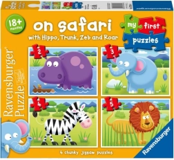 Moje prve puzzle: Na safariju 4u1