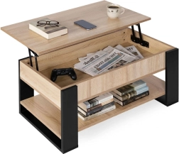 Konferencijski stolić s podiznom pločom 90 cm, spremištem i policom, hrast sonoma, ModernHome