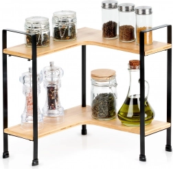 Kutna dvokatna bambusova kuhinjska polica 29,5 × 29,5 × 33,5 cm