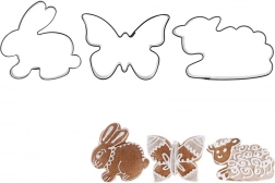 Set od tri rezača za kekse od nehrđajućeg čelika – zeko, leptir i ovčica